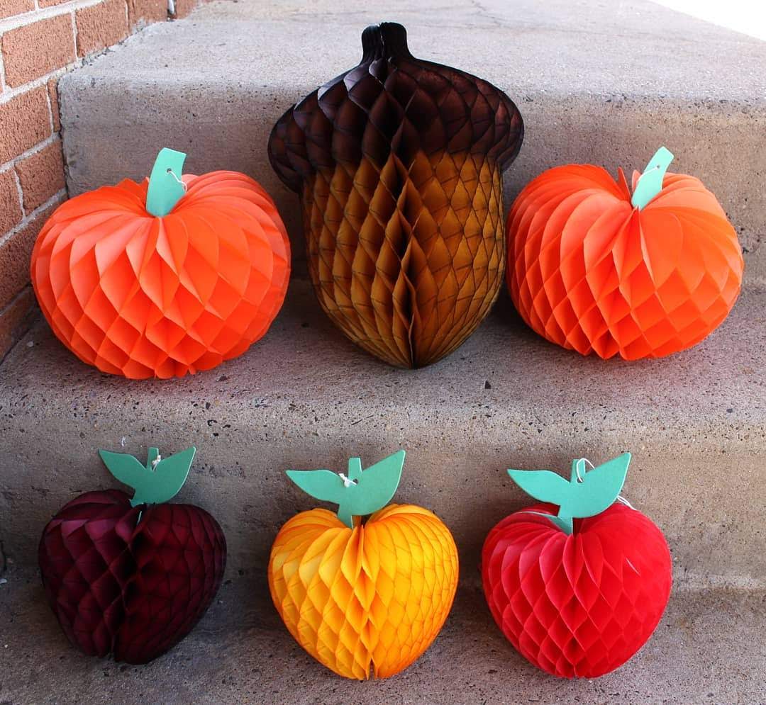 Acorn Honeycomb Ball Thanksgiving Paper Honeycomb Decor Hanging