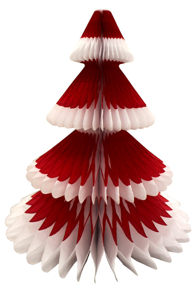 12 Inch Honeycomb Tissue Paper Tree Decoration, Maroon (1 Piece)